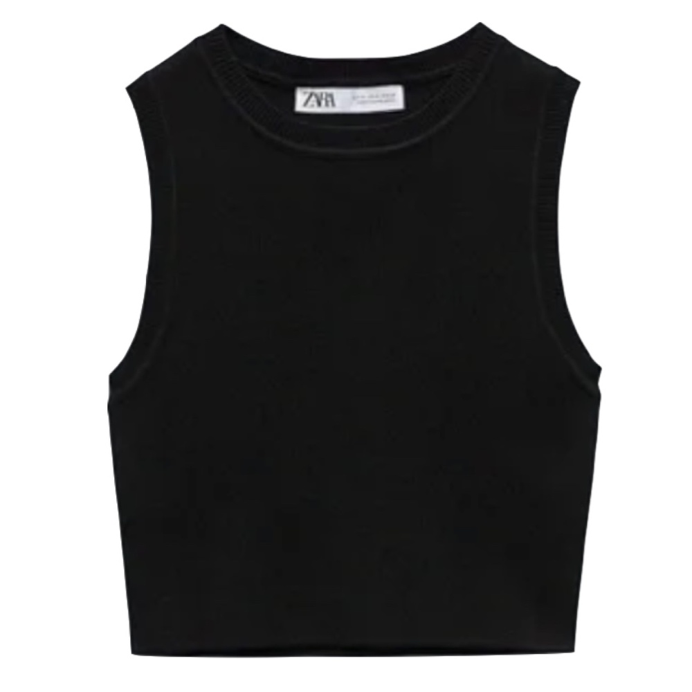 ZARA Women's Knit Crop Top - Black (L)